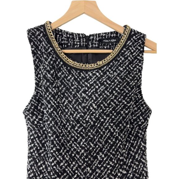 Alex + Alex Black and White Wool Blend Sleeveless Skater A-line Dress (M) - Picture 2 of 14